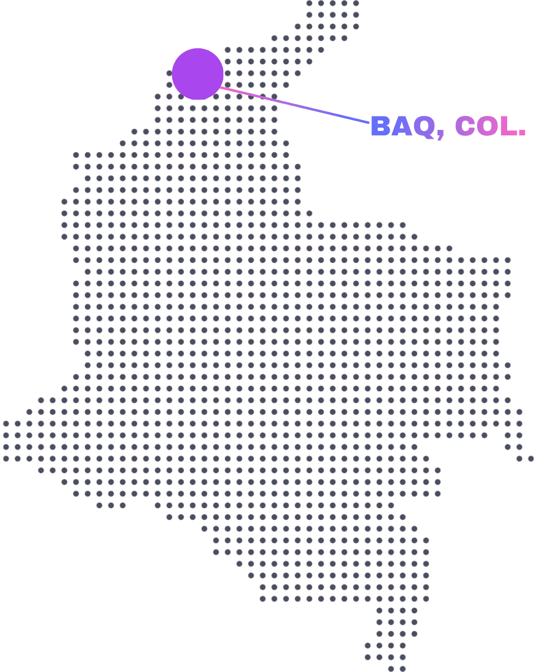 Mapa de Colombia con la ubicación de Barranquilla (BAQ)